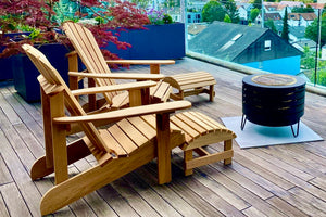 2 Classic Adirondack Chairs with Footstool