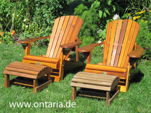 2 adjustable Adirondack comfort chairs with footstools