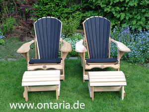 2 adjustable Adirondack comfort chairs, stool & cushion