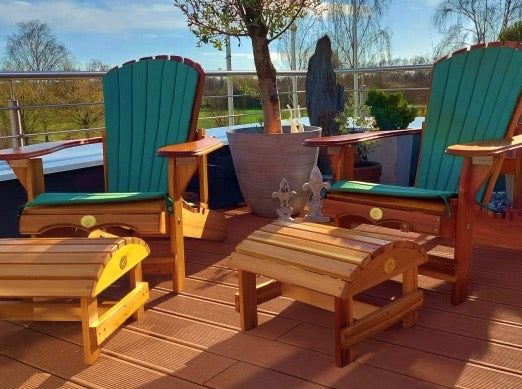 2 Classic Adirondack Chairs, Schemel & Polster