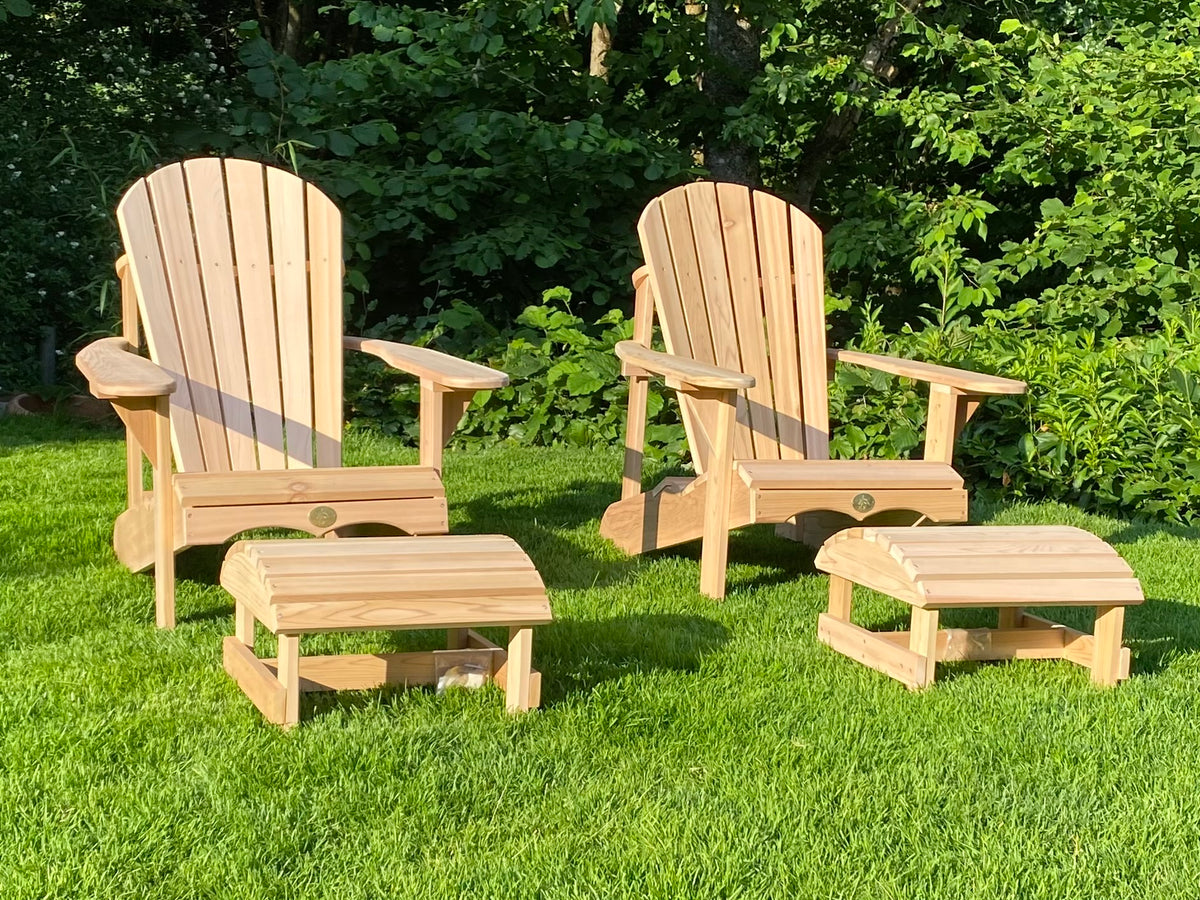 2 Classic Adirondack Chairs with Footstool