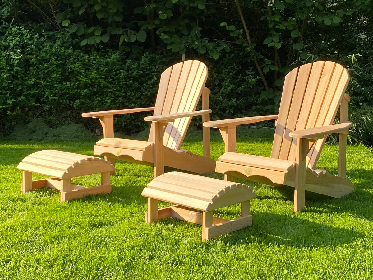 2 Classic Adirondack Chairs with Footstool