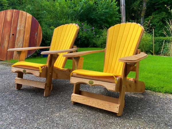 2 adjustable Adirondack comfort chairs with cushions