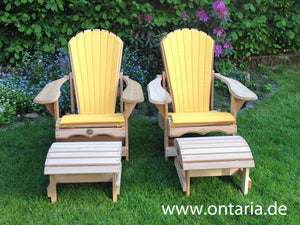 Adirondack Chairs mit Schemel und Polsterkissen