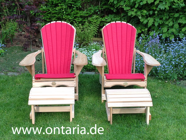 2 verstellbare Adirondack-Comfort-Chairs, Schemel & Polster