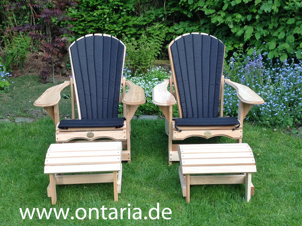 2 adjustable Adirondack comfort chairs, stool &amp; cushion