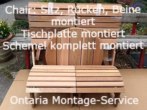 2 montierte Adirondack Chair, Schemel & Tisch