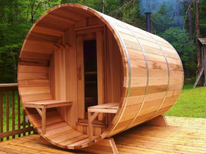 Package Deal 3: Fass-Sauna mit Veranda - Ø 213 x L 310 cm