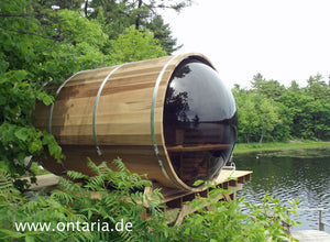 Package Deal 4: Panorama-Fass-Sauna mit Veranda - 214 x L 310 cm